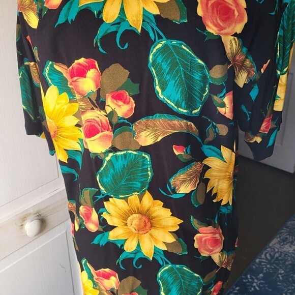 Vintage Sunflower Floral Button Down Rayon Top Size M - Picture 5 of 10